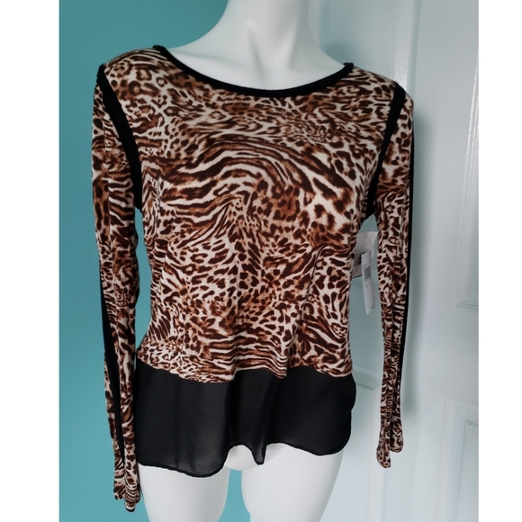 Michael Kors Tops - Michael Kors Black Leopard Print Long Sleeve NWT